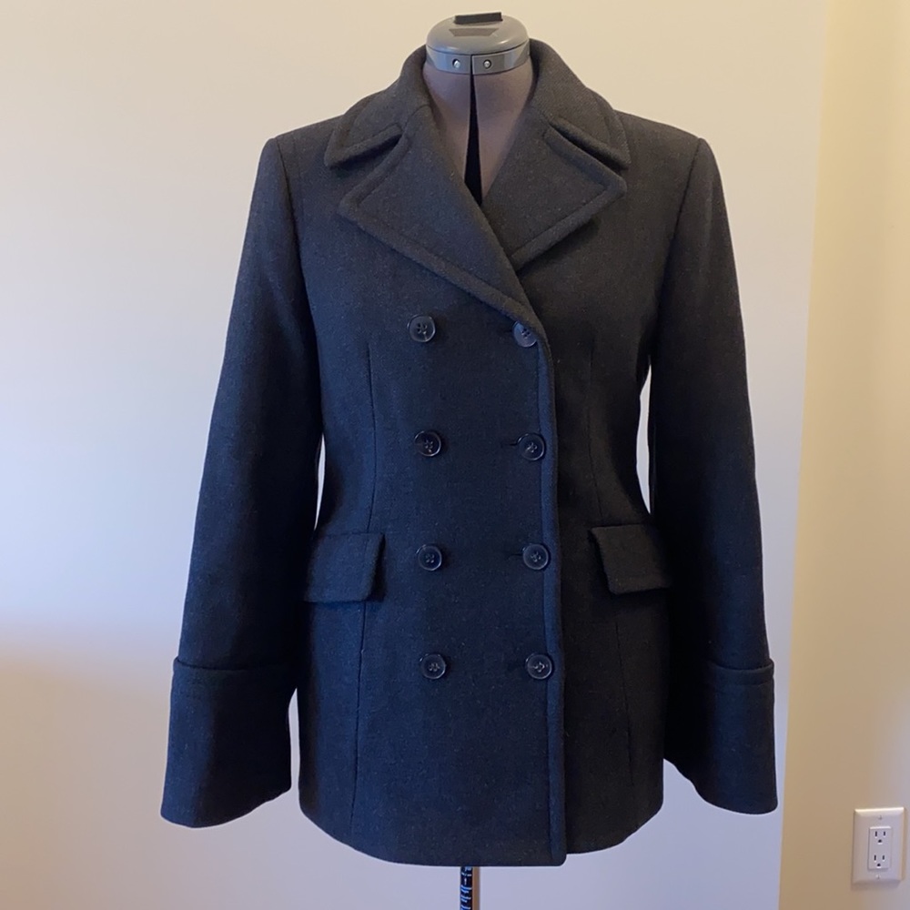 Classic Double-Breasted Women's Peacoat - Black